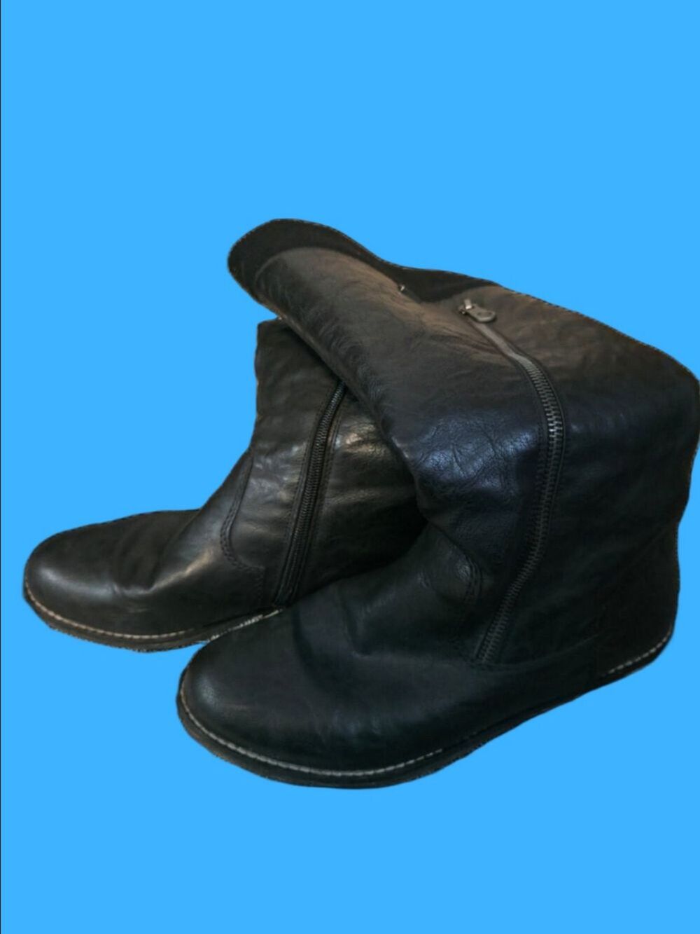 4/$67 Deal! Black Leather Boots with Zipper